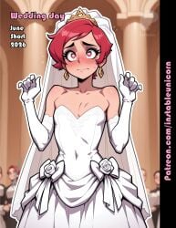 ai_generated bride femboy flat_chest instableunicorn redhead short_hair sissy sissyfication wedding_dress