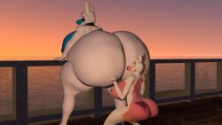 2girls 3d 3d_(artwork) animatronic anthro ass big_breasts big_nipples bigger_female breasts dumptruck_ass duo female female/female five_nights_at_freddy's furry giant_ass huge_ass huge_breasts huge_nipples hyper hyper_ass larger_female mangle_(disembowell) mangle_(fnaf) nipples robot size_difference source_filmmaker tyranfox tyranfox_(artist)