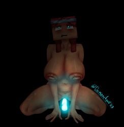 2d 2d_(artwork) block cubic_body cubic_breasts danionebyall53_(artist) dildo glowing_dildo ibispaint_(artwork) ibispaintx kneeling kness minecraft minecraft_dungeons sequel valorie_(minecraft_dungeons) warden_(minecraft)