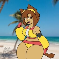 ablazemosquit0 anthro ass asshole cat cat_ears cat_girl cat_tail catgirl furry furry_female gameoverse kit_(gameoverse) kit_bodega looking_at_viewer pussy swimsuit thighs