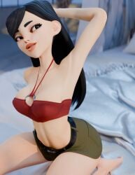 3d armpits arms_up black_eyes black_hair breasts busty cybrokrimson female female_focus female_only hand_on_head heather_(tdi) hourglass_figure long_hair pinup pinup_pose tagme total_drama_island wide_hips