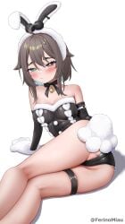 1girls ass ass_focus brown_eyes brown_hair butt butt_focus embarrassed female female_only ferinomiau green_eyes heterochromia indie_virtual_youtuber light-skinned_female light_skin meica short_hair thighs two-tone_hair virtual_youtuber vtuber vtuberfanart white_background