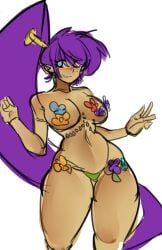 1girls aesland3 bikini breasts cleavage female floral_bikini shantae_(character) swimsuit tagme