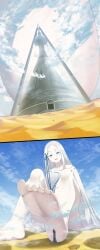 feet giantess lien pale_skin pandora_(re:zero) re:zero_kara_hajimeru_isekai_seikatsu white_hair