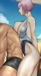 1boy 1girls 2d busty female female_focus female_only hourglass_figure male manon_legrand masakado_eeeee pink_hair pinup pinup_pose street_fighter tagme wide_hips