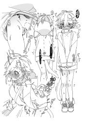1boy anal_tail animal_hood blush butt_plug cat_hood cat_tail commentary_request cr-r drawstring fake_tail from_below hair_between_eyes half-closed_eyes highres hood hoodie long_sleeves male_focus nijisanji patting_back sex_toy short_hair spasm tail uzuki_kou uzuki_kou_(2nd_costume) white_hoodie