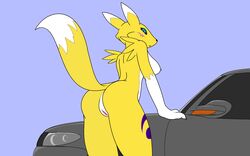 anthro ass audi breasts car darkdoomer digimon female female_only flat_colors nude patachu pussy raised_tail renamon solo standing tagme yellow_fur