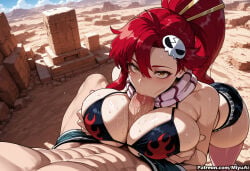 1boy 1girl ai_assisted ai_generated bangs bikini bikini_top black_bikini black_shorts blowjob blush boots breasts cleavage clothed_female_nude_male curvaceous curvy curvy_female curvy_figure erection fellatio female flame_print gloves hair_ornament hetero huge_breasts long_hair looking_at_viewer miyuai oral paizuri penis pink_legwear ponytail precum red_hair rock short_shorts shorts sidelocks skull_hair_ornament solo_focus sweat swimsuit tengen_toppa_gurren_lagann thick thick_ass thick_butt thick_hips thick_legs thick_thighs thighhighs veiny_penis voluptuous voluptuous_female wide_hips wide_thighs yellow_eyes yoko_littner