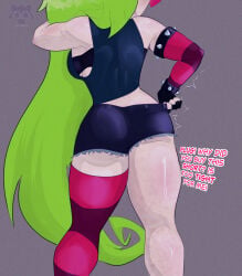 ass ass_focus big_ass cartoon_network demencia_(villainous) dialogue evil_raccoon long_hair pale_skin punk_girl sideboob thick_ass thick_thighs thighs villainous