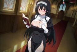 ai_generated akame_(akame_ga_kill!) akame_ga_kill! anus ass asshole audio big_ass big_breasts black_hair bouncing_breasts church female female_penetrated juanpiamvs large_breasts nun nun's_habit nun_outfit patreon patreon_username penetration pussy sex sfx shiny_skin sound sound_effects subscribestar subscribestar_username sweat tagme vagina vaginal_penetration video watermark