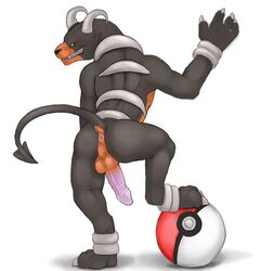 anthro back_view color fur furry houndoom male male_only nintendo nude penis poke_ball pokemon solo tagme testicles tojo-the-thief