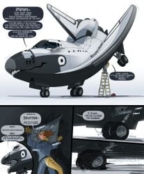 2026 aircraft anthro anthro_prey black_body black_star bodily_fluids bottomwear brown_horn clothing comic dialogue dolphinproject duo english_text female feral feral_pred genital_fluids genitals grey_bottomwear grey_clothing grey_eyes grey_insides grey_pants grey_shirt grey_topwear hi_res horn imminent_unbirth imminent_vore inspection ladder living_aircraft living_machine living_spacecraft living_vehicle machine male male/female pants profanity shirt speech_bubble spread_vulva spreading tail talking_feral text toolbox topwear unbirthing vaginal vaginal_fluids vehicle vore vulva wheel white_body white_fin yellow_tail