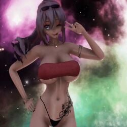 1boy 1boy1girl 1girls 3d abs ai_generated animated athletic athletic_female big_breasts breasts dancing female fit fit_female fitness huge_breasts large_breasts luke36 megurine_luka mmd pink_hair shades tagme tda_(3d_model_style) thong vocaloid