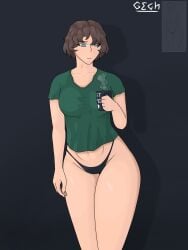 big_ass big_breasts big_thighs female gegh original_character short_topwear shorts tagme