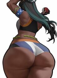1girls ass ass_focus big_ass bottom_heavy bubble_butt clothing dark-skinned_female dark_skin fat_ass female female_only gluteal_fold huge_ass large_ass long_hair massive_ass nessa_(pokemon) pokemon rear_view solo spiralnoww thick_ass thick_thighs thunder_thighs wide_hips
