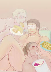 3boys axis_powers_hetalia casual_nudity cuba_(hetalia) food germany_(hetalia) ludwig_weillschmidt male_only sadiq_annan turkey_(hetalia)