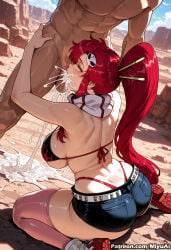 1boy 1girl ai_assisted ai_generated ass back bangs belt bikini bikini_top black_shorts blush boots breasts butt_crack clothed_female_nude_male cum cum_in_mouth cum_on_ass cum_on_body cum_on_upper_body curvaceous curvy curvy_female curvy_figure day fellatio female gloves hair_ornament half-closed_eyes hetero large_breasts long_hair miyuai multiple_boys nude oral outdoors overflow penis pink_legwear ponytail red_hair rock scarf short_shorts shorts sideboob sidelocks sitting skull_hair_ornament solo_focus squatting studded_belt swimsuit tengen_toppa_gurren_lagann testicles thick thick_ass thick_butt thick_hips thick_legs thick_thighs thighhighs thighs very_long_hair voluptuous voluptuous_female wide_hips wide_thighs yoko_littner