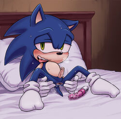 anthro anus color cum dildo exposed_torso footwear front_view fur furry handwear hedgehog humanoid indoors karlo male male_only nude penis sex_toy solo sonic_(series) sonic_the_hedgehog tagme