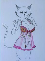 1girls 2026 4_fingers aliv141 animal_print anthro arms_bent artist_name bare_shoulders bedroom_eyes big_breasts big_eyes biped black_ears black_eyes black_nose black_whiskers bow_(feature) bow_panties bow_underwear bra breasts cheetah_print clothed clothed_anthro clothed_female clothing clothing_bow collarbone domestic_cat eyelashes felid feline felis female female_only fingers frilly frilly_clothing fur gem glistening glistening_nose grey_bow half-closed_eyes hi_res huge_hips humanoid_hands iris legs_together light_body light_fur long_eyelashes long_tail looking_at_viewer mammal mature mature_anthro mature_female mature_woman milf monotone_body monotone_breasts monotone_fur monotone_tail mother_puss multicolored_bra multicolored_clothing multicolored_underwear narrowed_eyes navel no_pupils open_mouth panties pearl_(gem) pink_bow pink_clothing pink_nightgown pointy_ears portrait prick_ears print_bra print_clothing print_panties print_underwear seductive skimpy small_waist solo solo_female standing tail text the_complex_adventures_of_eddie_puss thick_thighs three-quarter_portrait three-quarter_view traditional_media_(artwork) translucent translucent_clothing translucent_nightgown underwear webcomic whiskers white_body white_breasts white_fur white_sclera white_tail wide_hipped_anthro wide_hipped_female wide_hips