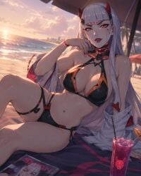 ai_generated beach bikini breasts omnic overwatch robot robot_girl shiny_skin