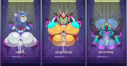 3girls accessory after_sex anal anthro areolae bondage cum cum_in_ass cum_in_mouth cum_in_pussy female female_only gaping gaping_anus gaping_pussy glory_wall hasbro hi_res huge_ass huge_breasts humanoid jewelry looking_at_viewer machine nipples override prostitution pussy restrained robot robot_girl smile spitfire_(transformers) spread_legs spreading straight stuck_in_wall thick_thighs tongue tongue_out transformers turk128 wall whirl_(transformers) wide_hips