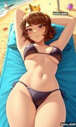 1girl ai_art ai_generated alixx_nswf(artist) beach bikini breasts brown_hair clash_(series) clash_royale princess_(clash_royale) supercell