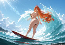 1girl ai_assisted ai_generated ass bangs beach blue_sky breasts cloud curvaceous curvy curvy_female curvy_figure day female from_behind genshin_impact long_hair looking_at_viewer looking_back mavuika_(genshin_impact) miyuai nude ocean orange_hair outdoors parted_lips red_hair sky smile solo standing sunlight thick thick_ass thick_butt thick_hips thick_legs thick_thighs thighs very_long_hair voluptuous voluptuous_female water wet wide_hips wide_thighs