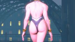 3d artist_request athletic athletic_female big_breasts blue_eyes bob_cut breasts busty cleavage female female_focus female_only hourglass_figure manon_legrand pink_hair pinup pinup_pose short_hair street_fighter swimsuit tagme wide_hips