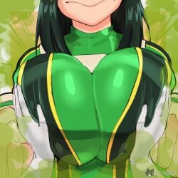 1girls big_breasts fart fart_fetish farting gassy_female gigantic_breasts groping_breasts hands_on_breasts huge_breasts large_breasts my_hero_academia pov surreal_mayhem tsuyu_asui