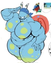 bara bara_tiddies bara_tits freeposers gary_the_snail male male_only muscular muscular_arms muscular_male salute spongebob_squarepants