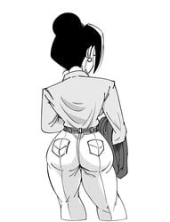 1girls ass big_ass black_hair chichi chichi_(bulma's_party) dragon_ball dragon_ball_z female female_focus female_only fully_clothed funsexydragonball milf monochrome shounen_jump solo