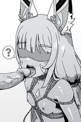 alten blindfold bondage cute fellatio monochrome nia nia_(blade) nia_(xenoblade) nintendo oral penis teenager tongue_out xenoblade_(series) xenoblade_chronicles_2