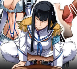 angry bakkanki bar_censor big_breasts black_hair blush boots censored closed_eyes cowgirl_position cum_in_pussy epaulettes fellatio female high_heels ineffective_censorship junketsu kill_la_kill kiryuuin_satsuki licking long_hair male male/female male_pov multiple_persona nipples oral penis pleated_skirt pov school_uniform sex skirt straight sweat tagme thick_eyebrows thigh_boots thighhighs uncomfortable vaginal_penetration white_legwear