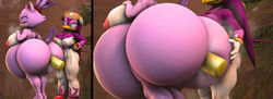 3d 3d_(artwork) air anal anthro ass avian beak belly big_ass bird blaze_the_cat blue_eyes blush breasts buttrump_(artist) closed_eyes domestic_cat eyelashes felid feline felis female furry hair nipples open_mouth plug ponytail purple_body purple_hair sonic_(series) sunglasses swallow swallow_(bird) wave_the_swallow