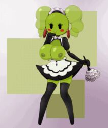 1girls 2020 2d 2d_animation animated big_breasts braless breast_focus breasts breasts_focus breasts_out feather_duster gif green-skinned_female green_skin hand_on_head holding_object jiggle loop maid maid_outfit maid_uniform mario_(series) metachoke mimi_(super_paper_mario) mob_face nintendo not_furry paper_mario simple_background smile smiling_at_viewer solo solo_female super_paper_mario third-party_edit topless_female twistedmisery