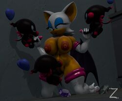 3d 3d_model anthro boots breasts chao_(sonic) chaos_emerald chiropteran dark_chao elbow_gloves eyelashes eyeshadow female fingers gem gloves green_eyes hair half-closed_eyes handjob mobian mobian_(species) mobian_bat navel nipples rouge_the_bat sega sonic_(series) sonic_adventure_2 sonic_the_hedgehog_(series) tan_body tan_skin wings zeniix98