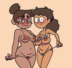 2girls amphibia areola_slip big_areola big_breasts bikini blush brown_hair camila_noceda crossover curvy dark-skinned_female dark_skin disney disney_channel double_chocolate female female_only glasses hair_bun heavy_blush hips huge_breasts latina looking_at_viewer micro_bikini milf mother mrs._boonchuy multiple_girls nipple_slip nipples oum_boonchuy ponytail pubic_hair skimpy skimpy_bikini slightly_chubby straight_hair string_bikini sweat sweater swimsuit tan-skinned_female tan_skin terrible_the_drawfag the_owl_house thong_bikini unshaved_pussy wide_hips