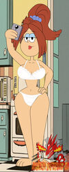 alternate_hair_color alternate_hairstyle belly big_breasts bra breasts brita_(the_loud_house) brown_hair busty cellphone half-closed_eyes hourglass_figure huge_breasts large_breasts lingerie lipstick milf mother navel panties phone rita_loud selfie small_waist smile straight_hair the_loud_house thick_thighs thighs thin_waist tiny_waist underwear underwear_only white_bra white_lingerie white_panties wide_hips