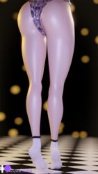 3d aequd anus anus_peek areola areolae ass ass_focus black_clover bra breasts butt_crack dorothy_unsworth feet female female_focus female_only glowing_eyes lace legs nipple_bulge nipples panties purple_eyes purple_hair smiling solo solo_focus vagina wink winking