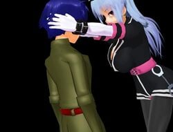 1boy 1girls 3d 3d_(artwork) animated ballbusting big_breasts blue_hair boko877 cbt clothed clothing cock_and_ball_torture domination dominatrix earrings eyepatch femdom girl_beats_hero grabbing grabbing_hair grabbing_head handcuffs kicking kneeing malesub military_uniform plain_background police police_uniform red_eyes simple_background skirt smile sound uniform video warden