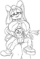 anthro breasts cream_the_rabbit drawn drooling female furry gloves headbuster incest large_breasts lipstick masturbation milf mother_and_daughter pussy_juice sega sitting_on_person size_difference sonic_(series) sonic_team spiked_collar succubus sweat tail thick_thighs thighhighs vanilla_the_rabbit