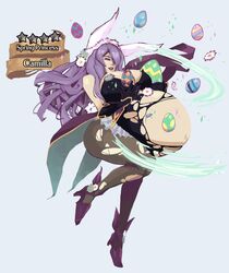 1girls alternate_costume belly_button belly_expansion big_breasts breast_expansion bunny_ears bunny_girl bunnysuit camilla_(fire_emblem) camilla_(spring)_(fire_emblem) cleavage egg english_text female female_only fire_emblem fire_emblem_fates high_heels huge_belly large_breasts nintendo pregnant ready_to_pop ripped_clothing solo thick_thighs xcel-zero