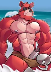 1boy animatronic bara erection five_nights_at_freddy's fnaf foxy foxy_(fnaf) gay male male_only muscular penis pirate red_skin solo tagme