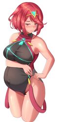 1girls big_breasts blush breasts censored competition_swimsuit female female_only large_breasts nowheresoul one-piece_swimsuit pregnant pubic_hair pyra solo xenoblade_(series) xenoblade_chronicles_2