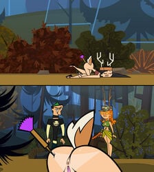 1boy 2girls anus ass bottomless bubble_butt drugged ducq duncan_(tdi) edit heather_(tdi) izzy_(tdi) pussy reindeer reindeer_antlers reindeer_costume reindeer_tail tagme tanline total_drama_island vagina wide_hips