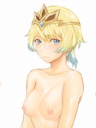 1girls big_breasts blonde_hair blue_eyes breasts completely_nude earrings expressionless female fire_emblem fire_emblem_heroes fjorm_(fire_emblem) multicolored_hair nipples nude nude_female pocari66 short_hair solo solo_female upper_body