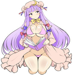 1girls big_breasts bikini bikini_bottom bikini_top book breasts female long_hair micro_bikini patchouli_knowledge pink_bikini purple_hair swimsuit tagme touhou wedge wide_hips witch