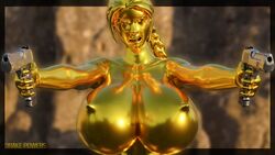 1girls 3d 3d_(artwork) alternate_breast_size areolae athletic athletic_female auburn_hair background bare_shoulders big_breasts blender blender_(software) breasts breasts_bigger_than_head busty curvaceous curvy desert_eagle drakepowers eyelashes female female_only female_solo gigantic_breasts gold_(metal) gold_body gold_hair gold_skin gun guns handgun hourglass_figure human hyper hyper_breasts lara_croft lara_croft_(classic) large_breasts lipstick long_hair mascara mostly_nude nipples no_eyewear playstation solo solo_female standing tomb_raider topless upper_body weapon wide_hips