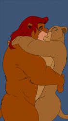 1boy 1girls anthro disney female kissing lion male nala simba tagme the_lion_king traced_art