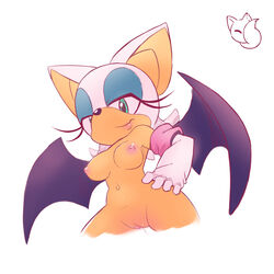 1:1 absurd_res anthro big_breasts breasts chiropteran clothing female genitals gloves handwear hi_res mammal navel nipples pussy reddishfox_(artist) rouge_the_bat solo sonic_(series) sonic_the_hedgehog_(series) wings